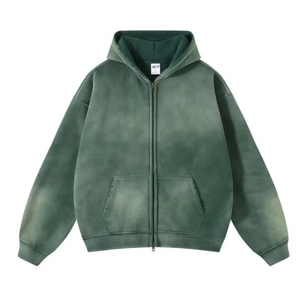 Heavyweight Acid Wash Zip-Up Hoodie