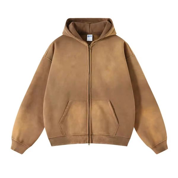 Heavyweight Acid Wash Zip-Up Hoodie - Image 2