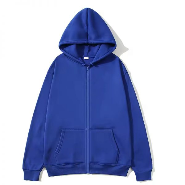 Basic Style Multi-Color Full Front Zipper Hoodie - Image 3