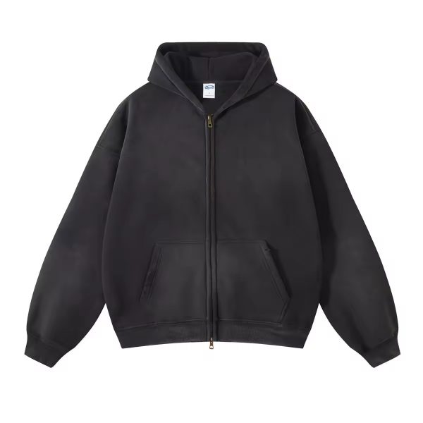 Heavyweight Acid Wash Zip-Up Hoodie - Image 3