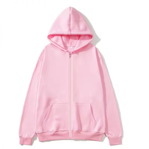 Basic Style Multi-Color Full Front Zipper Hoodie - Image 5