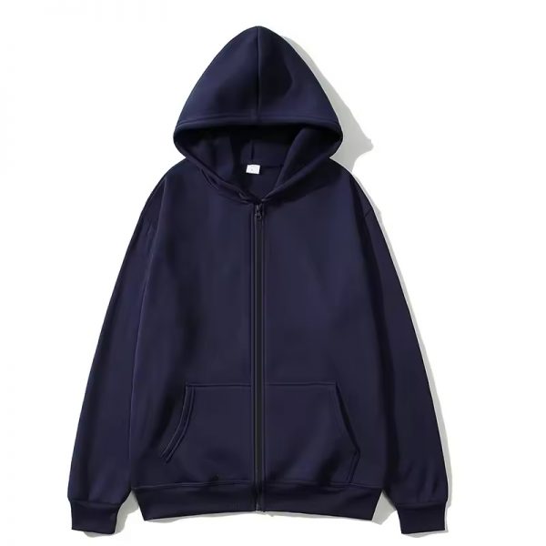 Basic Style Multi-Color Full Front Zipper Hoodie - Image 7